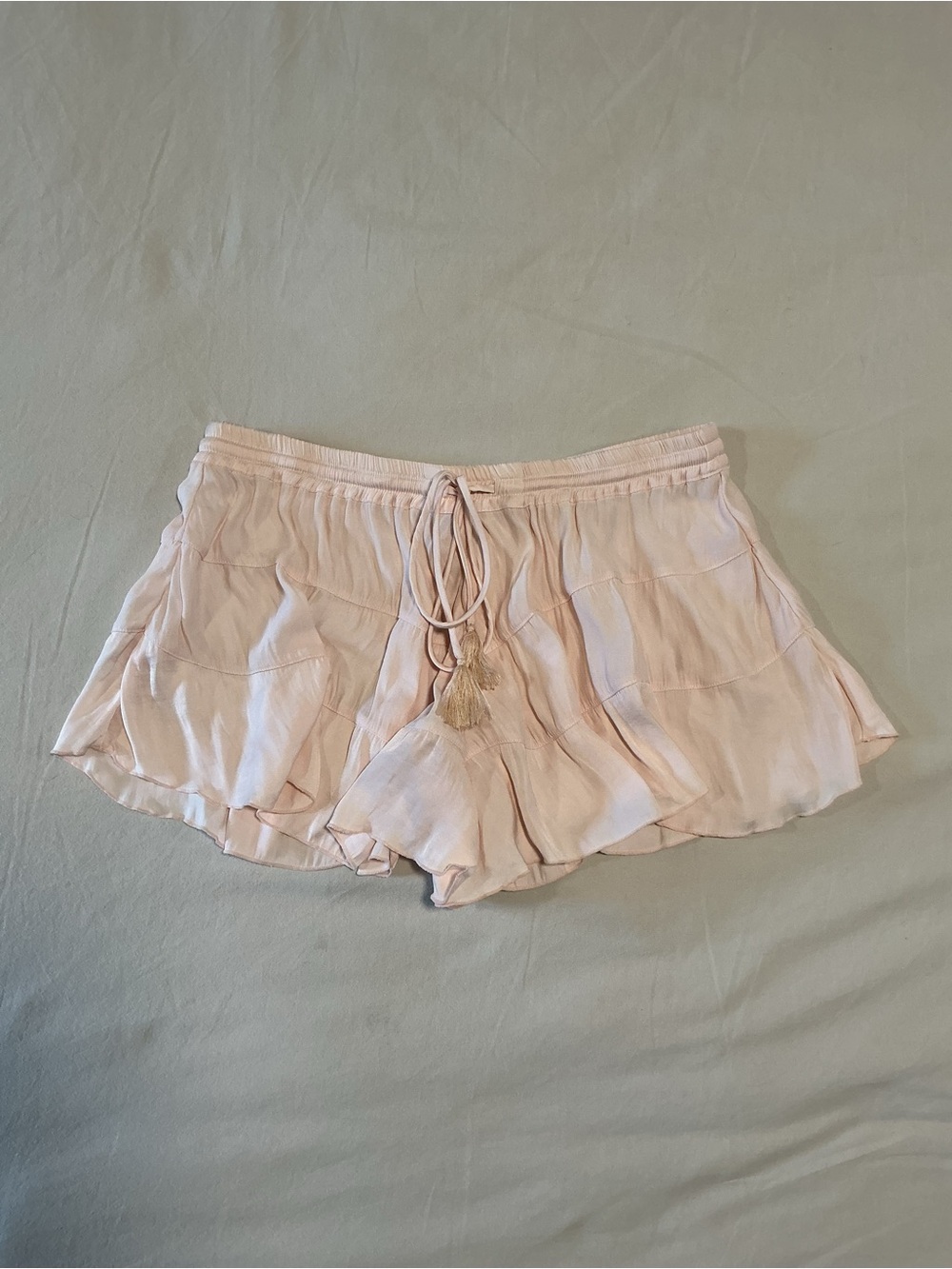 Free People Pale Pink Ruffle Lounge Shorts